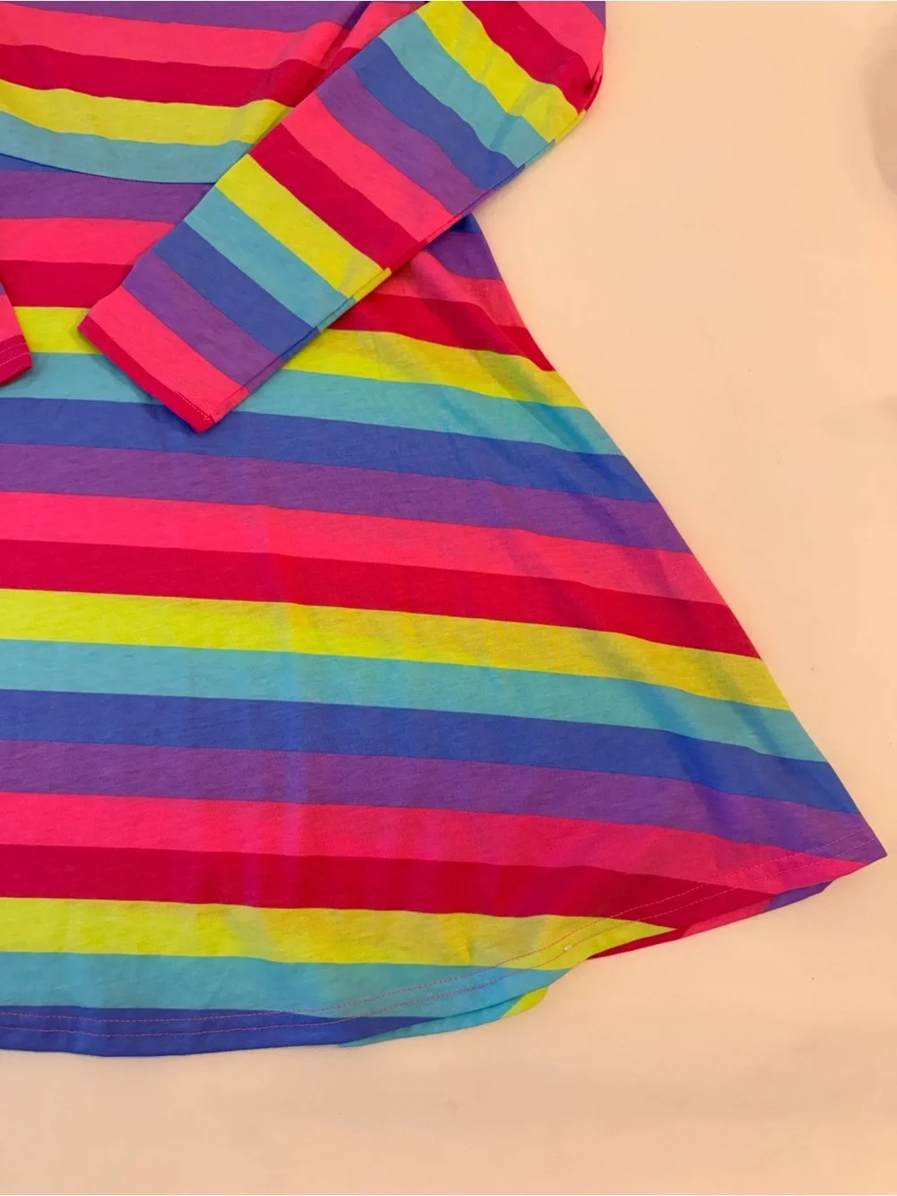 The Children’s Place Bright Rainbow Striped Long Sleeve Skater A-line Dress XL - Picture 7 of 14